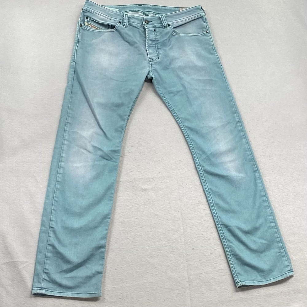 Diesel Jeans Mens 32x30 Green Denim Pants Safado Regular Slim Straight